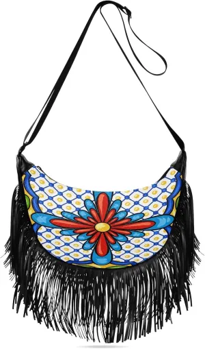Women's PU Leather Chain Cross Body Bag, Shoulder Handbag Purse with Tassel for Ladies