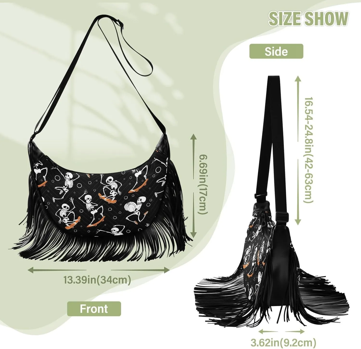 Women's PU Leather Chain Cross Body Bag, Shoulder Handbag Purse with Tassel for Ladies