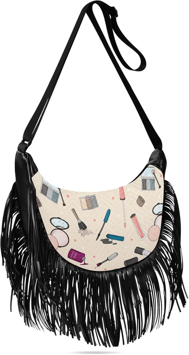 Women's PU Leather Chain Cross Body Bag, Shoulder Handbag Purse with Tassel for Ladies