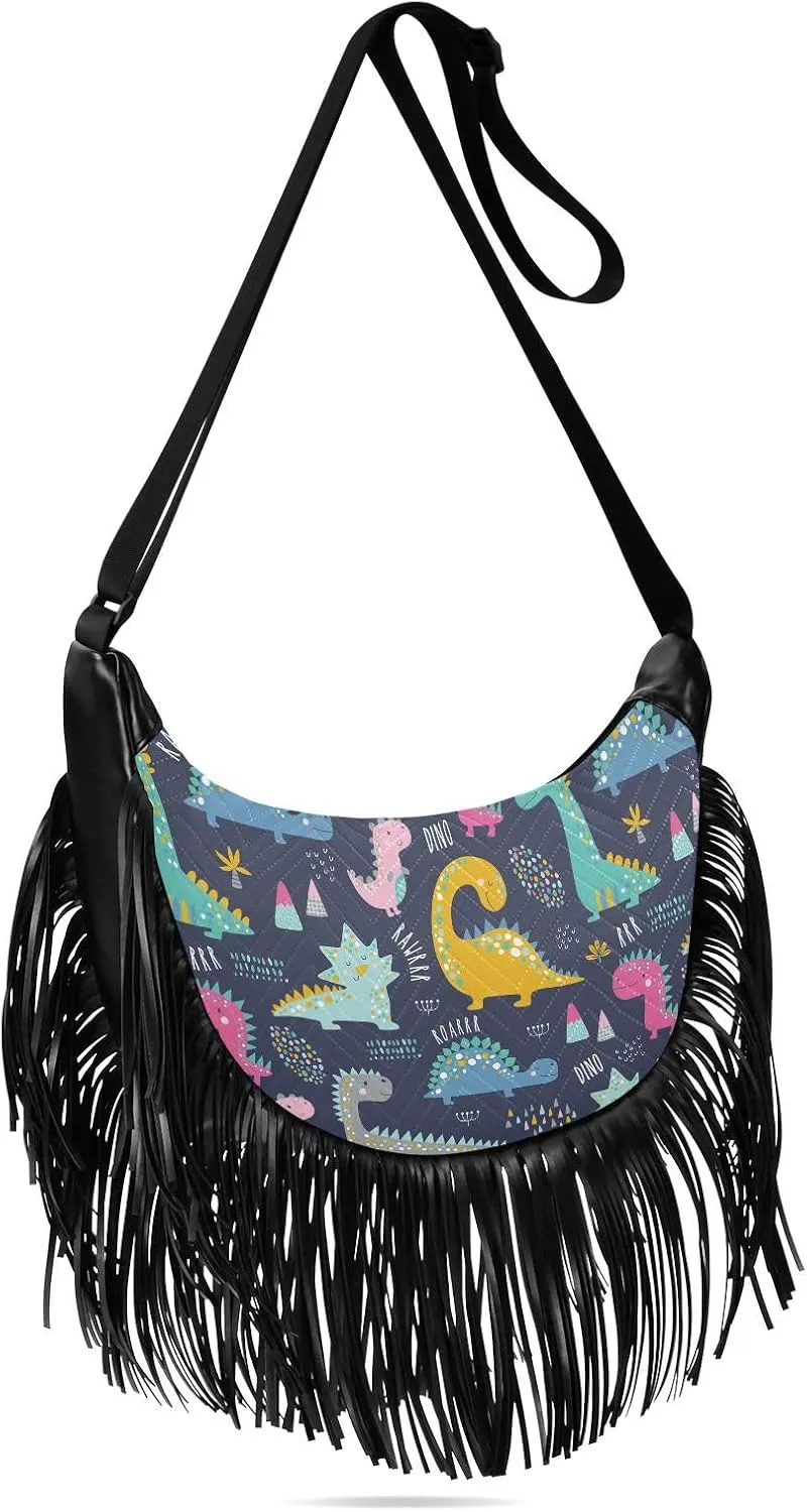 Women's PU Leather Chain Cross Body Bag, Shoulder Handbag Purse with Tassel for Ladies