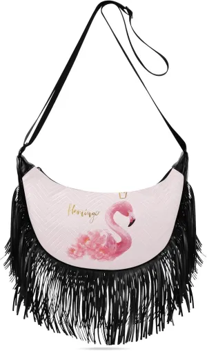 Women's PU Leather Chain Cross Body Bag, Shoulder Handbag Purse with Tassel for Ladies