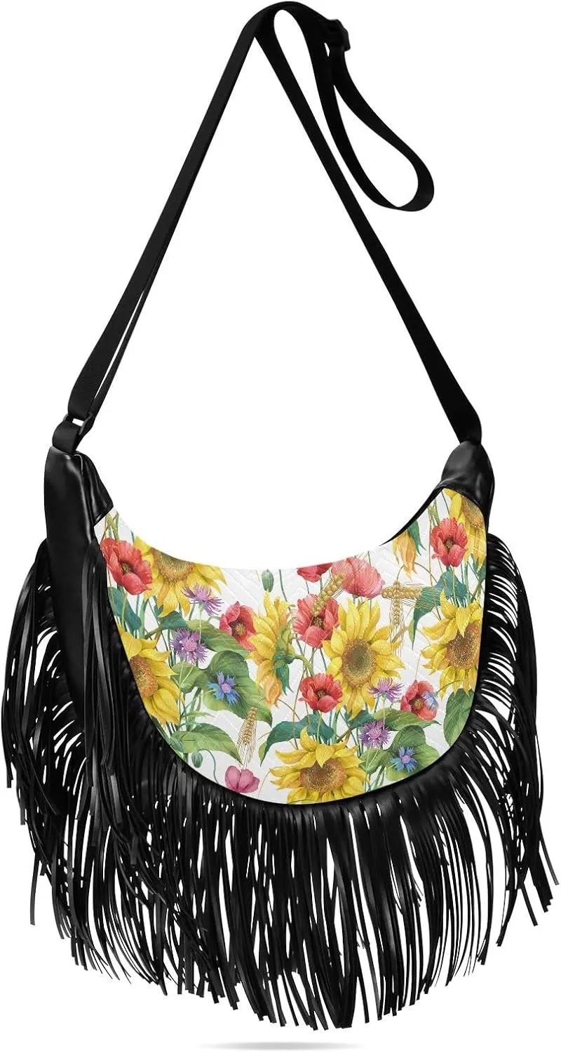 Women's PU Leather Chain Cross Body Bag, Shoulder Handbag Purse with Tassel for Ladies
