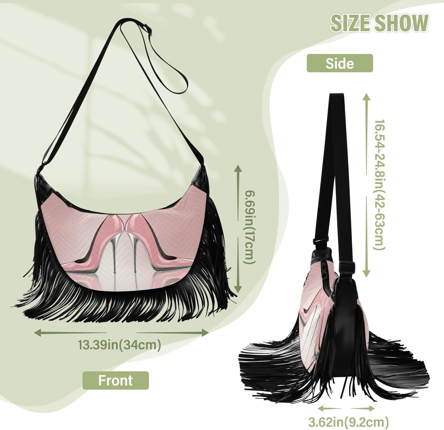 Women's PU Leather Chain Cross Body Bag, Shoulder Handbag Purse with Tassel for Ladies
