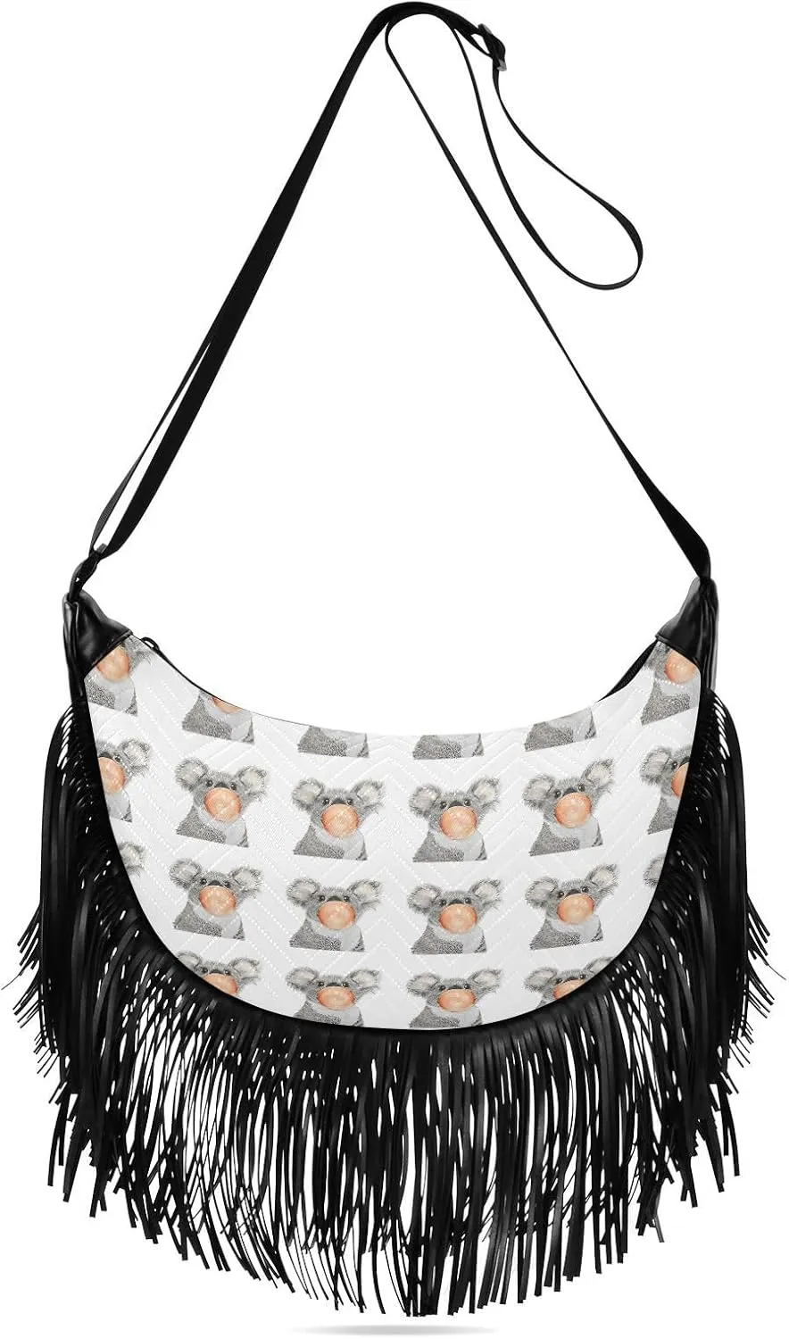Women's PU Leather Chain Cross Body Bag, Shoulder Handbag Purse with Tassel for Ladies