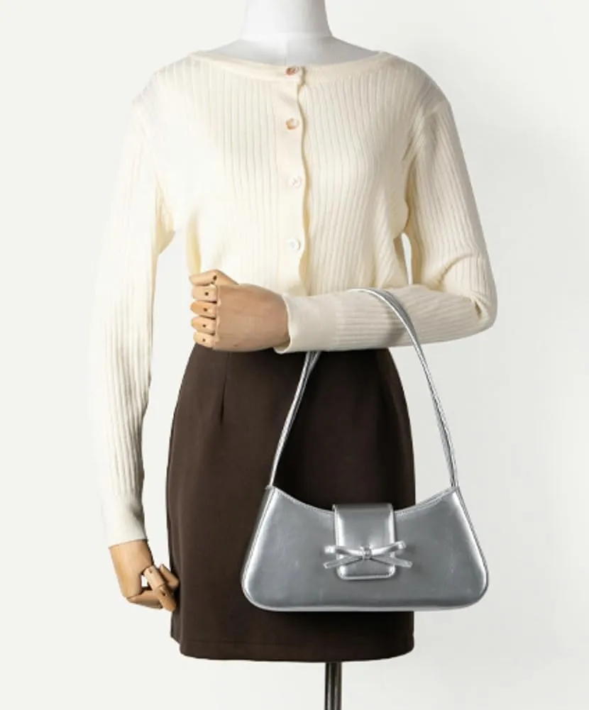 Women's Trendy Shoulder Bag PU Leather Y2k Purse Small Totes Handbag Underarm Satchel Clutch with Bow