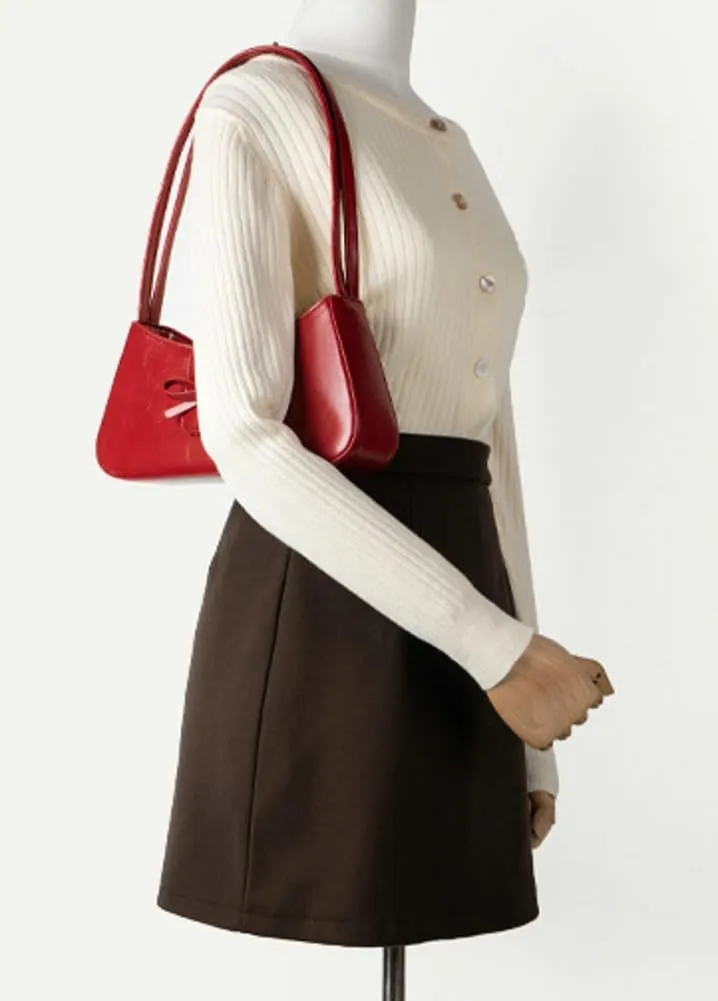 Women's Trendy Shoulder Bag PU Leather Y2k Purse Small Totes Handbag Underarm Satchel Clutch with Bow