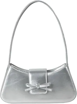 Women's Trendy Shoulder Bag PU Leather Y2k Purse Small Totes Handbag Underarm Satchel Clutch with Bow
