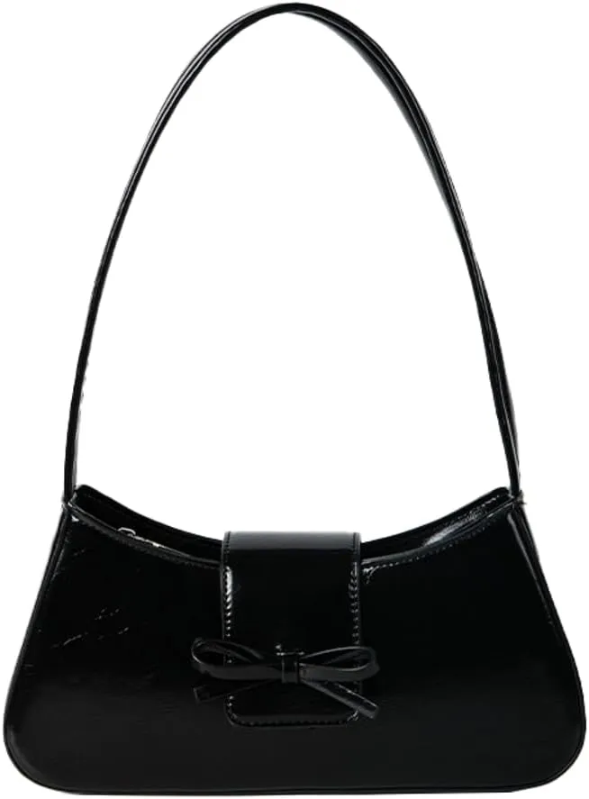 Women's Trendy Shoulder Bag PU Leather Y2k Purse Small Totes Handbag Underarm Satchel Clutch with Bow