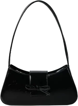 Women's Trendy Shoulder Bag PU Leather Y2k Purse Small Totes Handbag Underarm Satchel Clutch with Bow