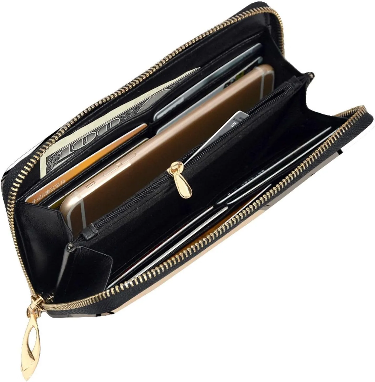Womens Wallet Leather Slim Wallet Long Card Holder Case Zip Clutch Walrus Travel Purse