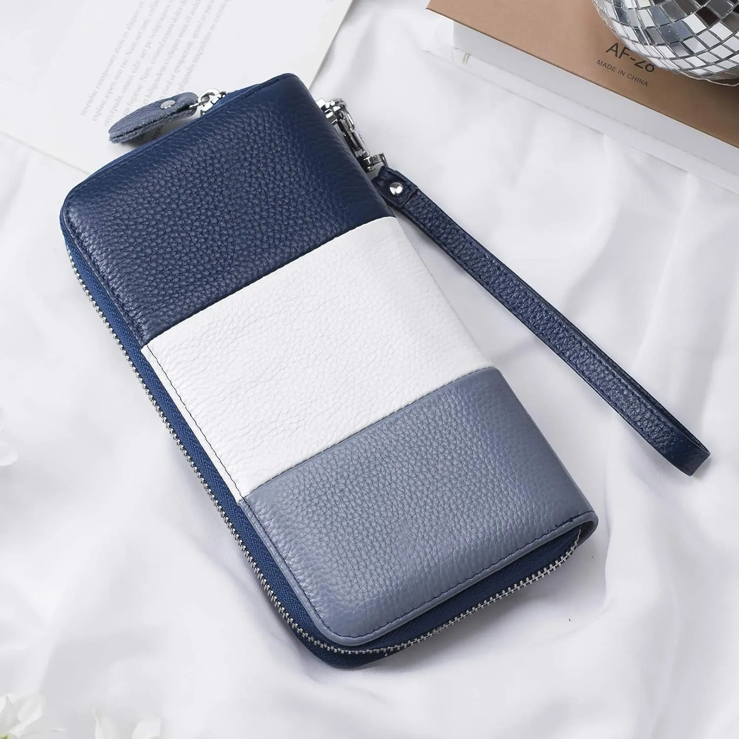Womens Wallet RFID Blocking Genuine Leather Multi Credit Card Large Capacity Zip Around Clutch Travel Purse Wristlet