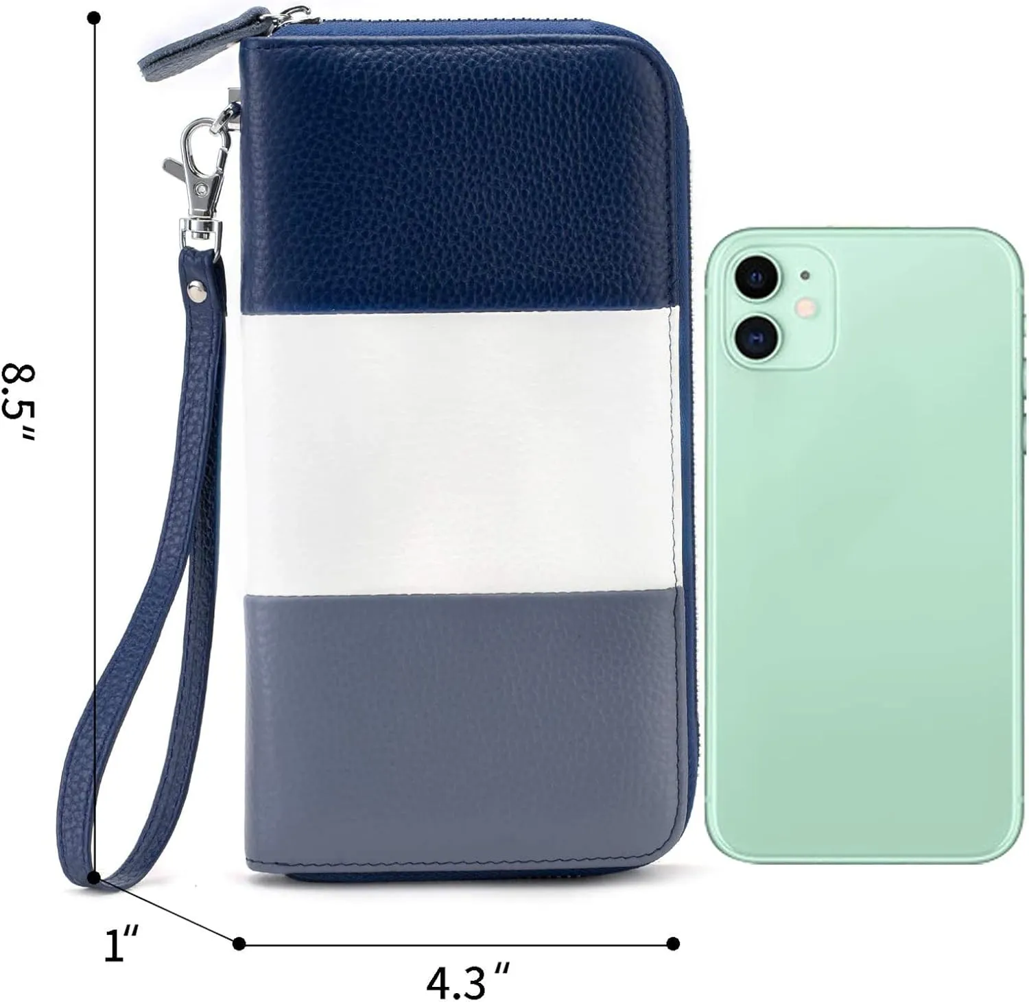 Womens Wallet RFID Blocking Genuine Leather Multi Credit Card Large Capacity Zip Around Clutch Travel Purse Wristlet