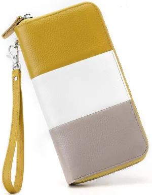 Womens Wallet RFID Blocking Genuine Leather Multi Credit Card Large Capacity Zip Around Clutch Travel Purse Wristlet