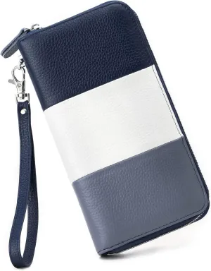 Womens Wallet RFID Blocking Genuine Leather Multi Credit Card Large Capacity Zip Around Clutch Travel Purse Wristlet