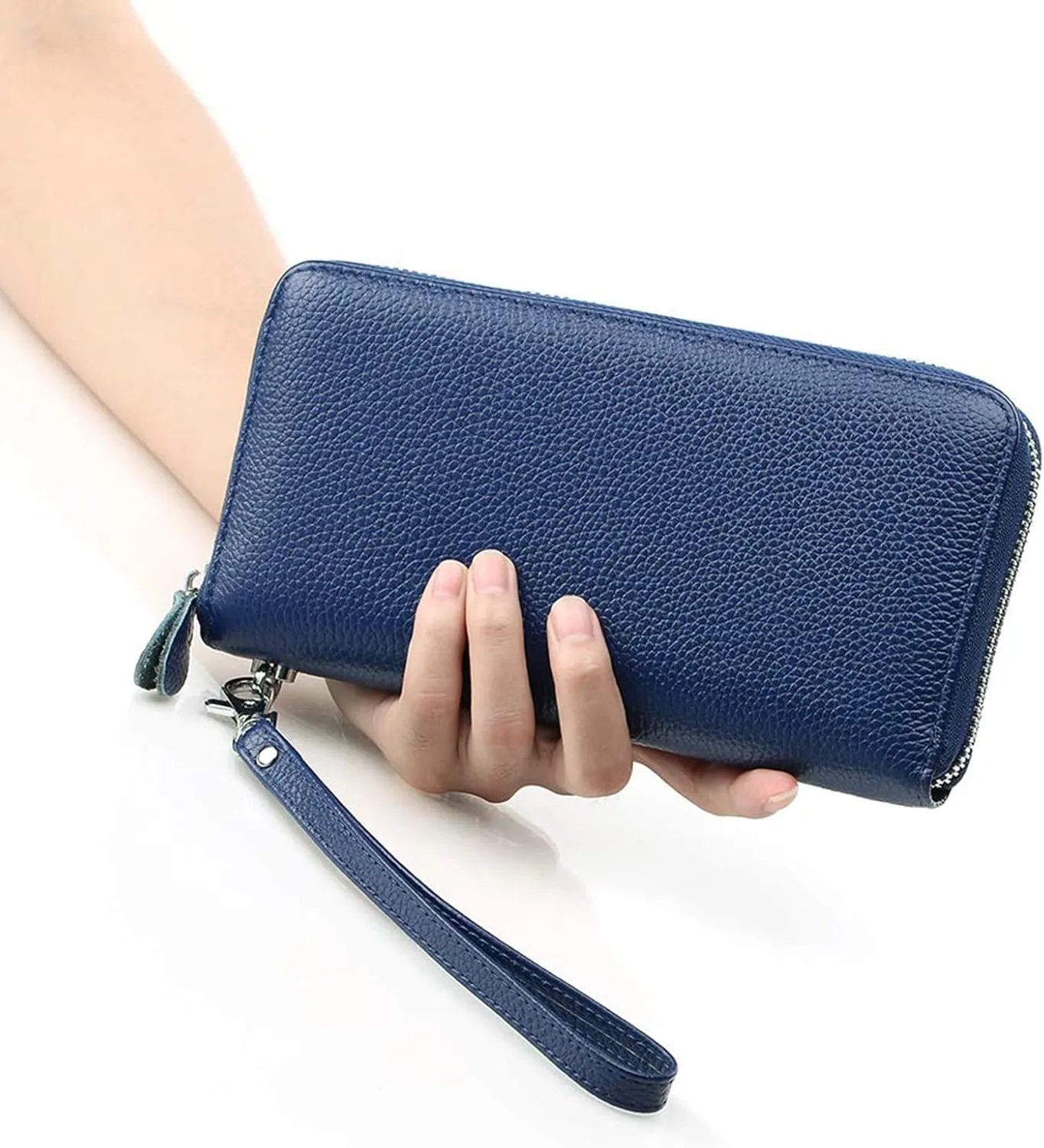 Womens Wallet RFID Blocking Genuine Leather Zip Around Wallet Clutch Wristlet Travel Long Purse for Women