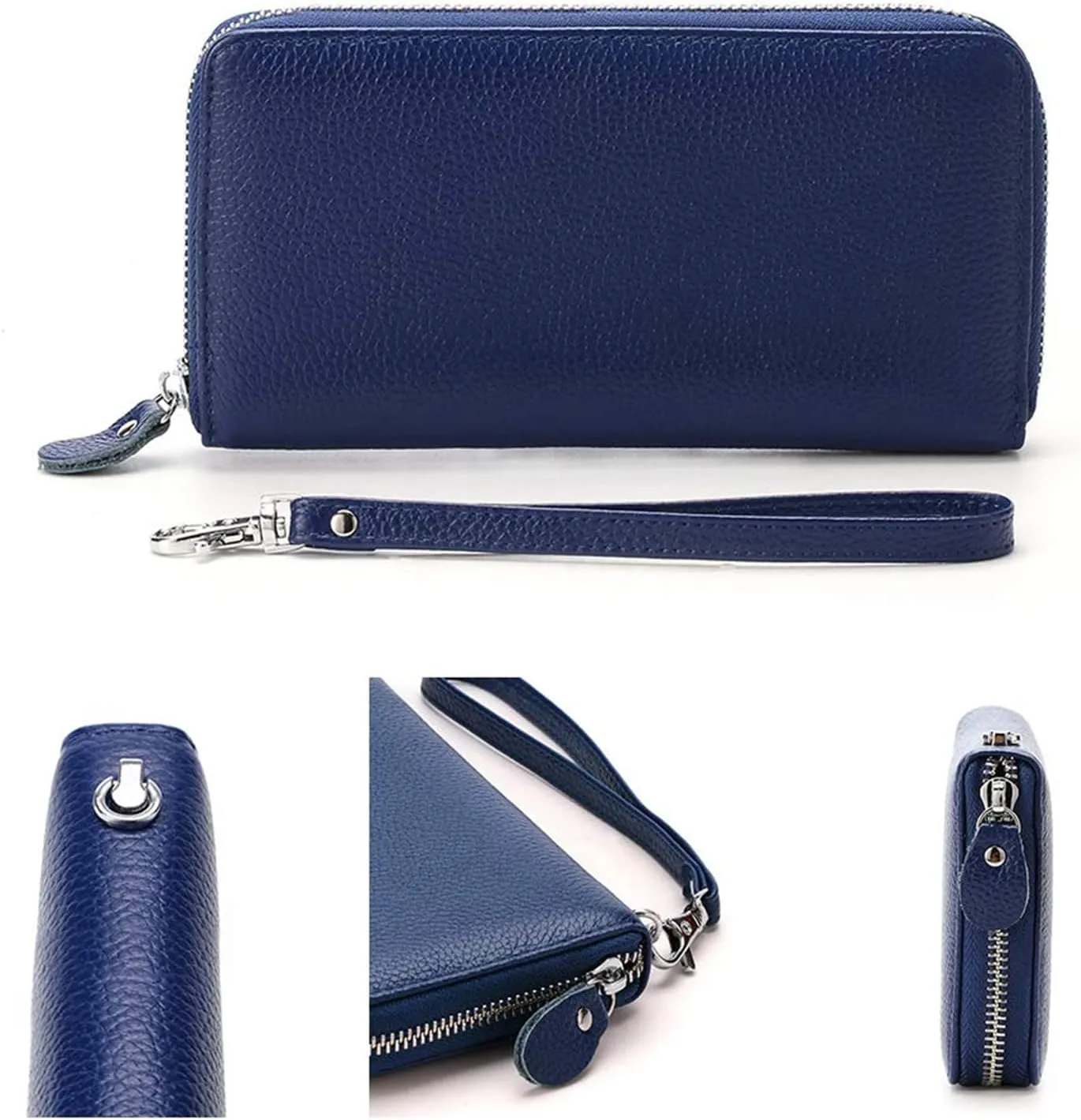 Womens Wallet RFID Blocking Genuine Leather Zip Around Wallet Clutch Wristlet Travel Long Purse for Women