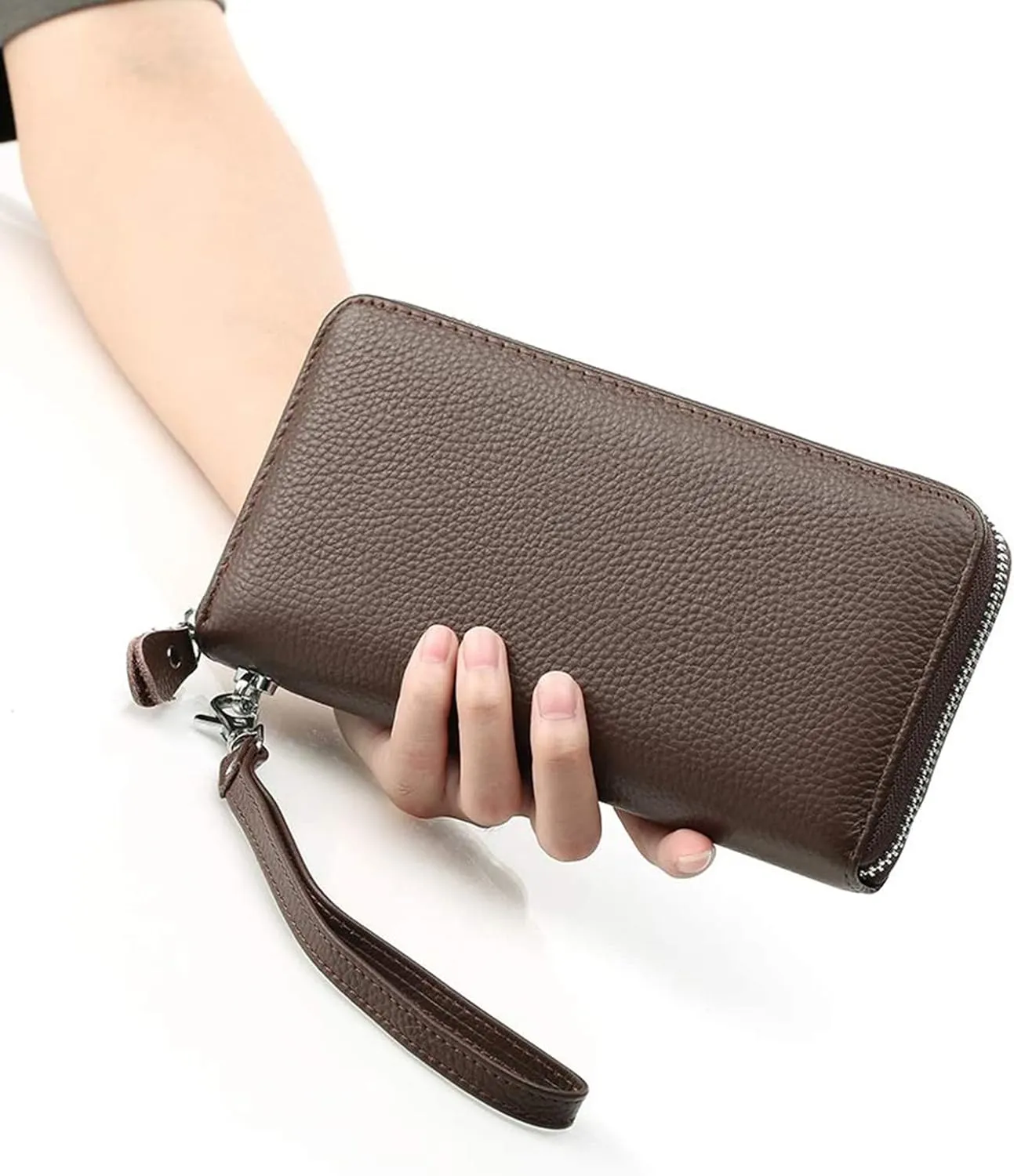 Womens Wallet RFID Blocking Genuine Leather Zip Around Wallet Clutch Wristlet Travel Long Purse for Women