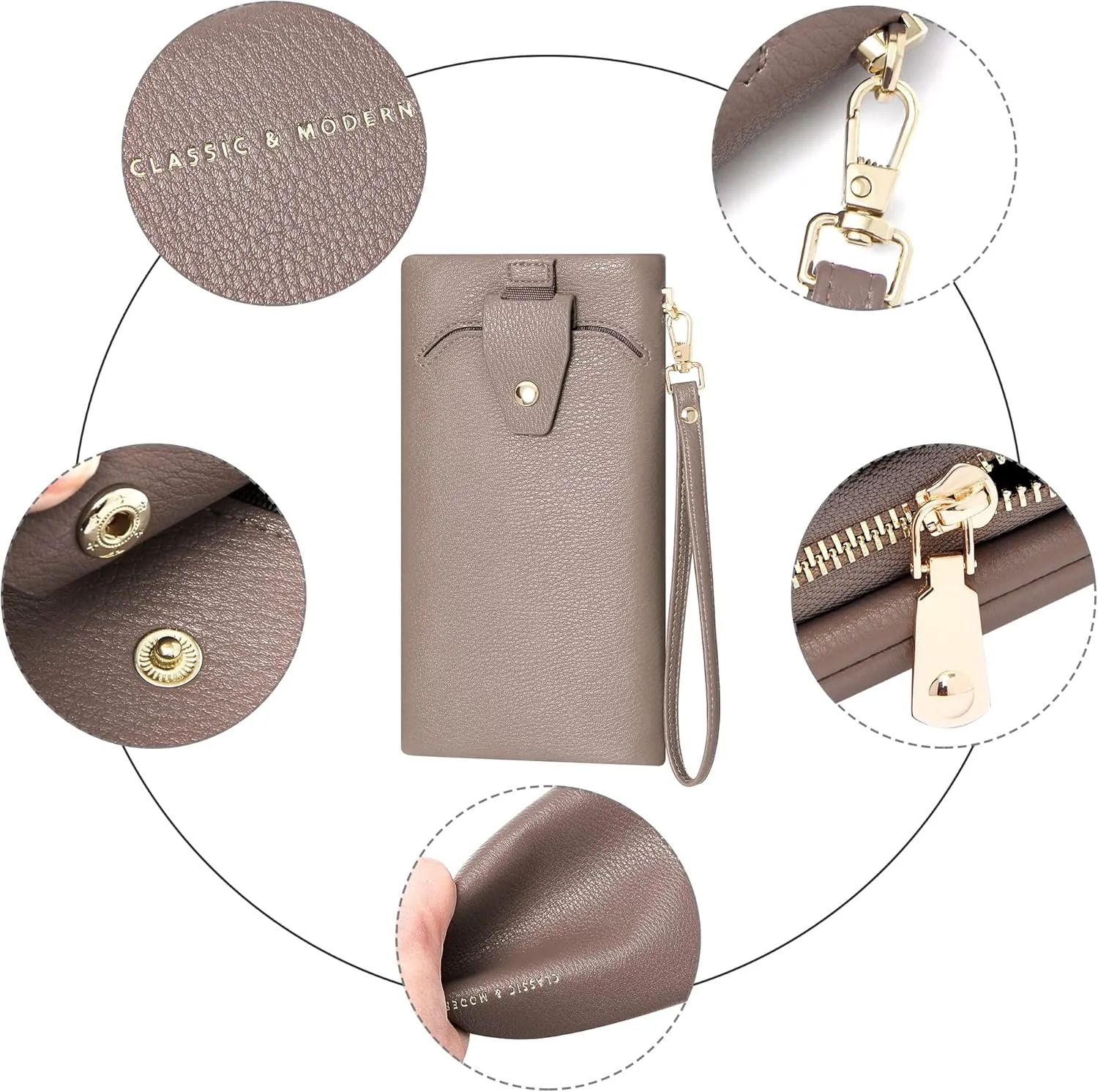 Womens Wallet RFID Large Capacity Zip Around Wallet PU Leather Credit Card Holder Clutch Wristlet Wallet Travel Purse