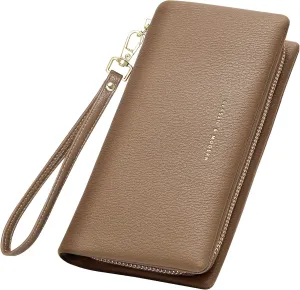 Womens Wallet RFID Large Capacity Zip Around Wallet PU Leather Credit Card Holder Clutch Wristlet Wallet Travel Purse