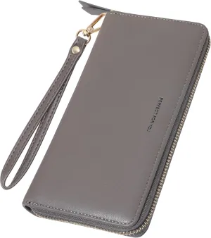 Womens Wallet RFID Large Capacity Zip Around Wallet PU Leather Credit Card Holder Clutch Wristlet Wallet Travel Purse