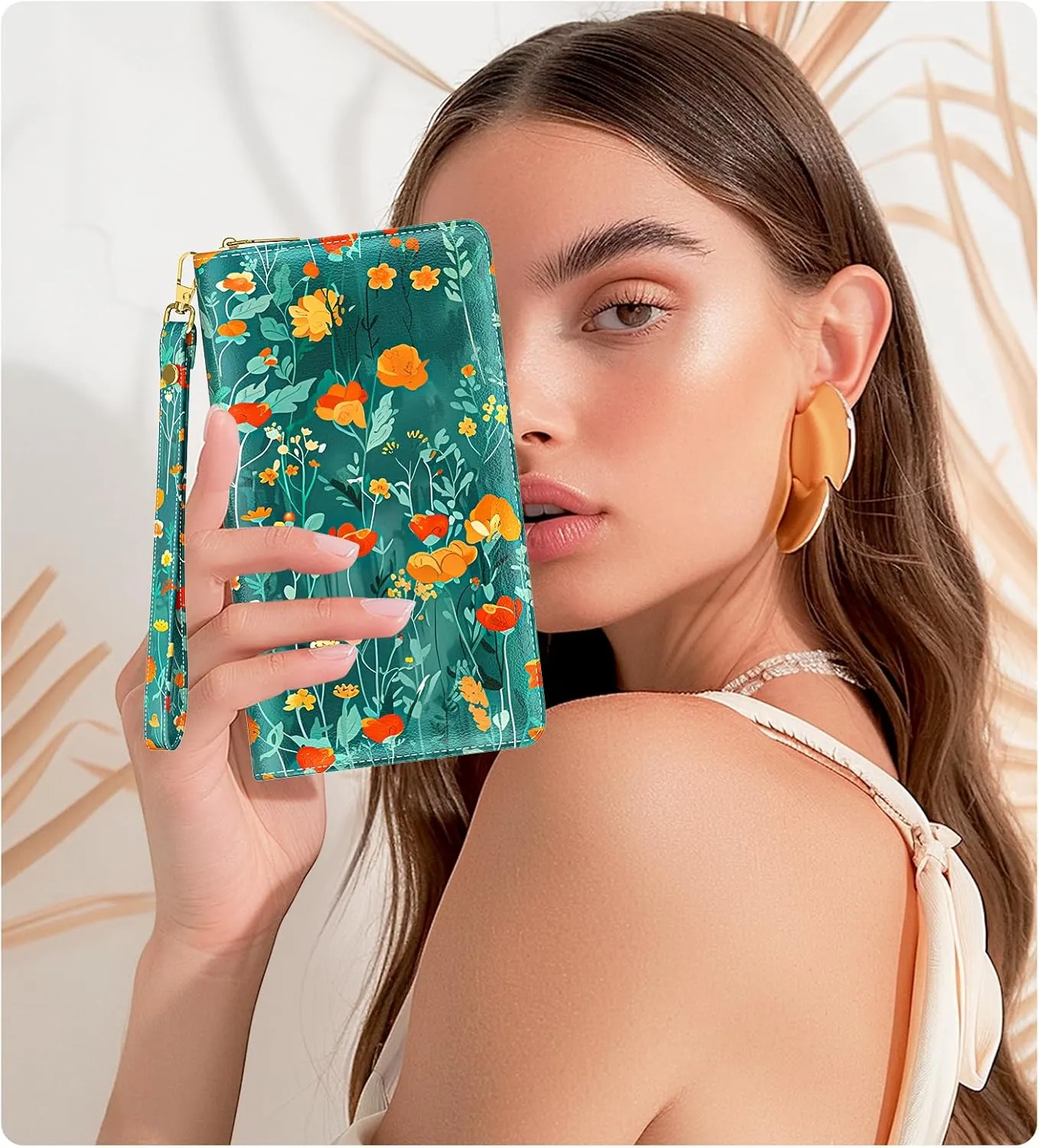Womens Wallet, RFID Wristlet Wallets for Women, Ladies Clutch Purses, Large Travel Card Holder with Phone Holder