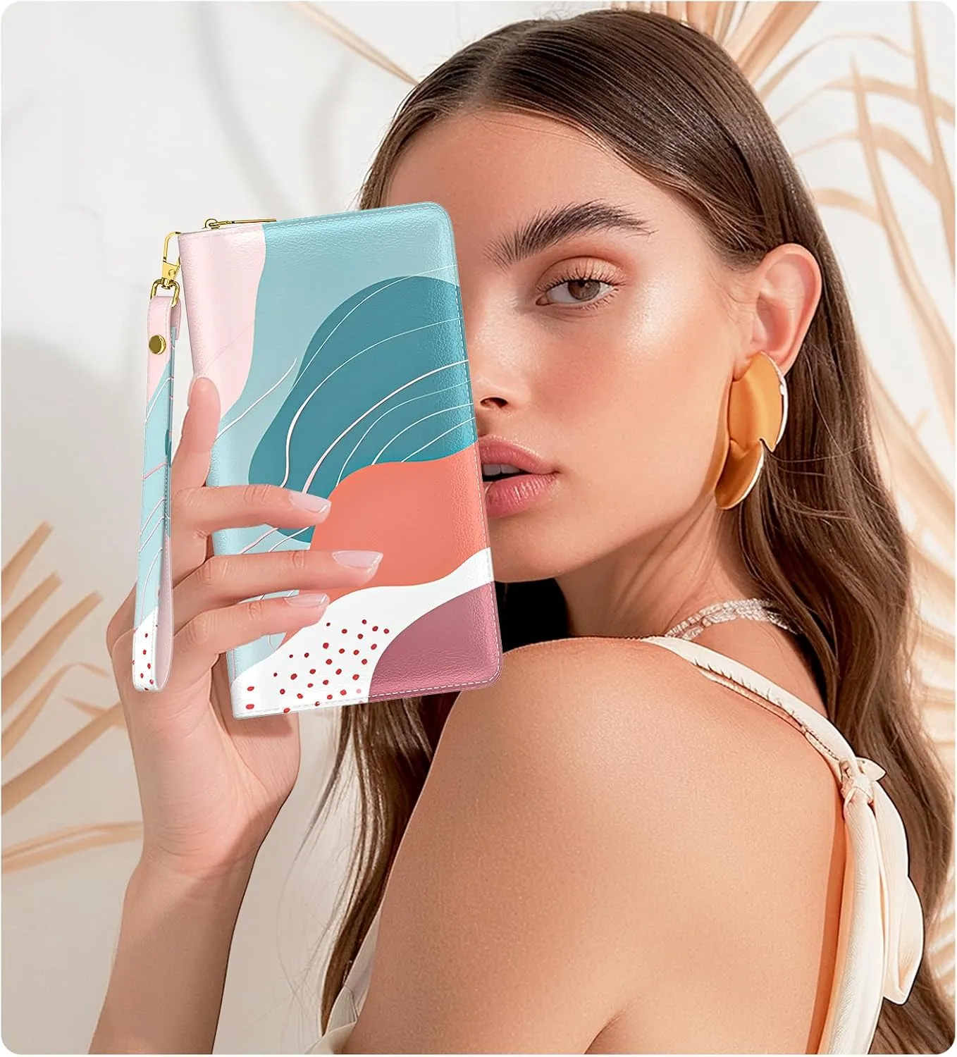 Womens Wallet, RFID Wristlet Wallets for Women, Ladies Clutch Purses, Large Travel Card Holder with Phone Holder