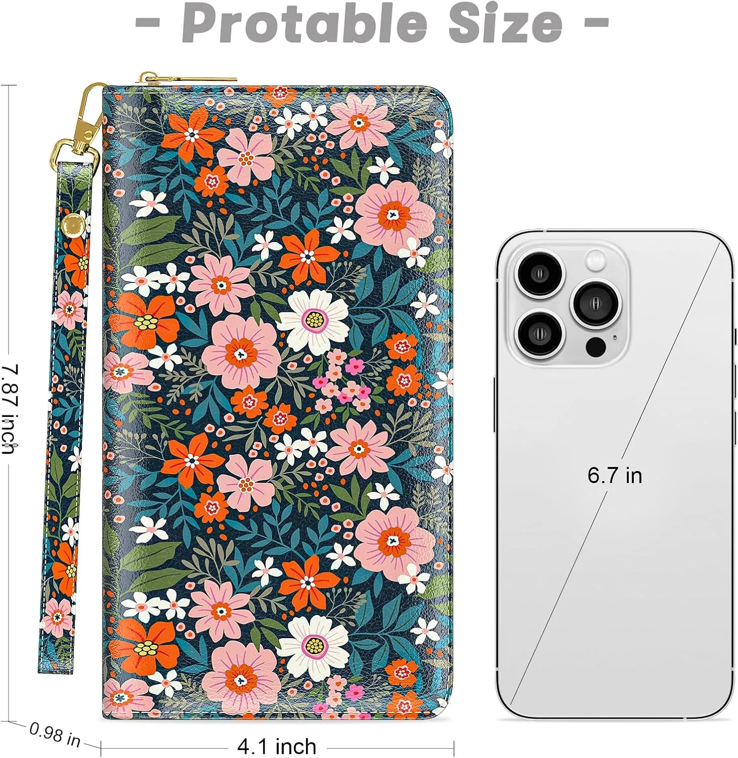 Womens Wallet, RFID Wristlet Wallets for Women, Ladies Clutch Purses, Large Travel Card Holder with Phone Holder