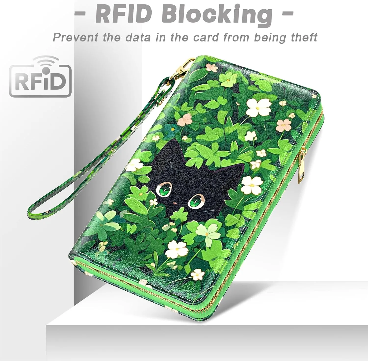 Womens Wallet, RFID Wristlet Wallets for Women, Ladies Clutch Purses, Large Travel Card Holder with Phone Holder