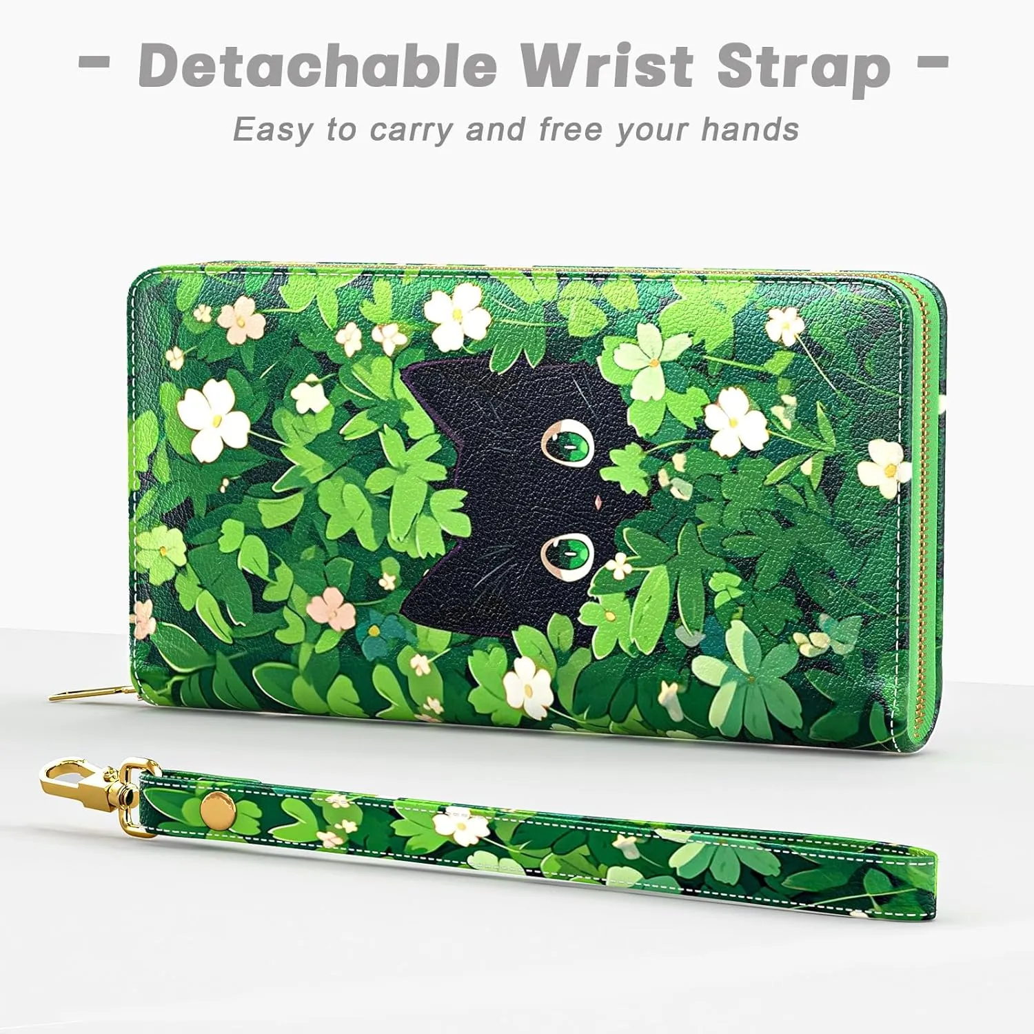 Womens Wallet, RFID Wristlet Wallets for Women, Ladies Clutch Purses, Large Travel Card Holder with Phone Holder