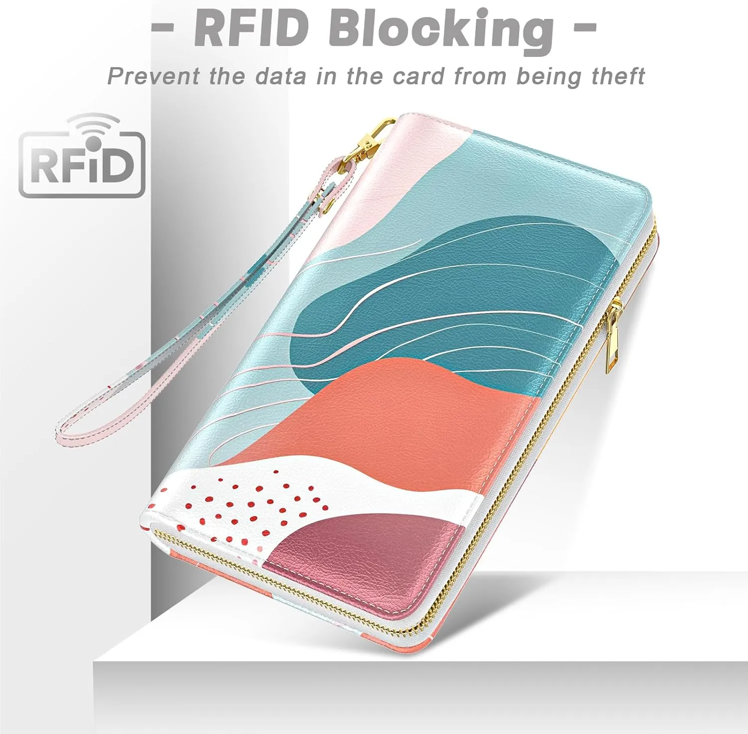 Womens Wallet, RFID Wristlet Wallets for Women, Ladies Clutch Purses, Large Travel Card Holder with Phone Holder