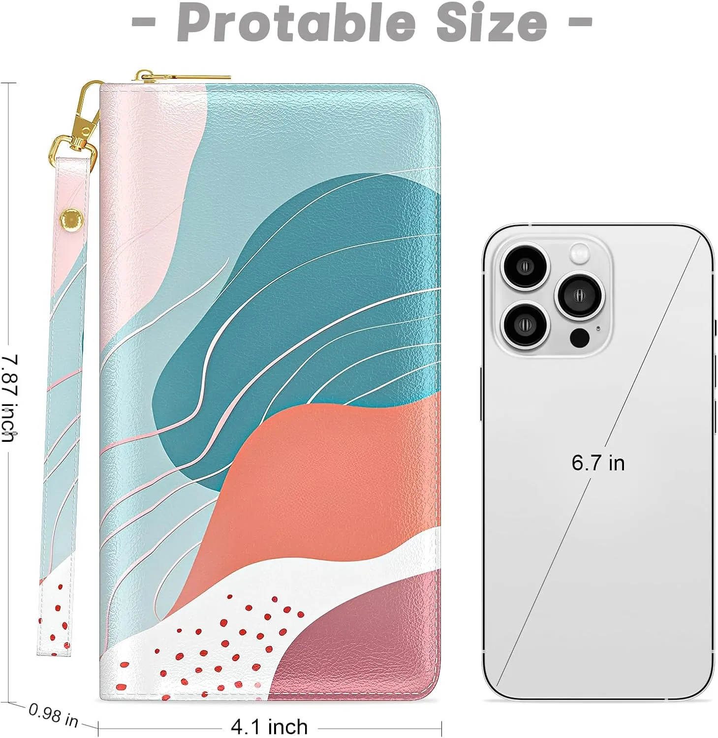 Womens Wallet, RFID Wristlet Wallets for Women, Ladies Clutch Purses, Large Travel Card Holder with Phone Holder