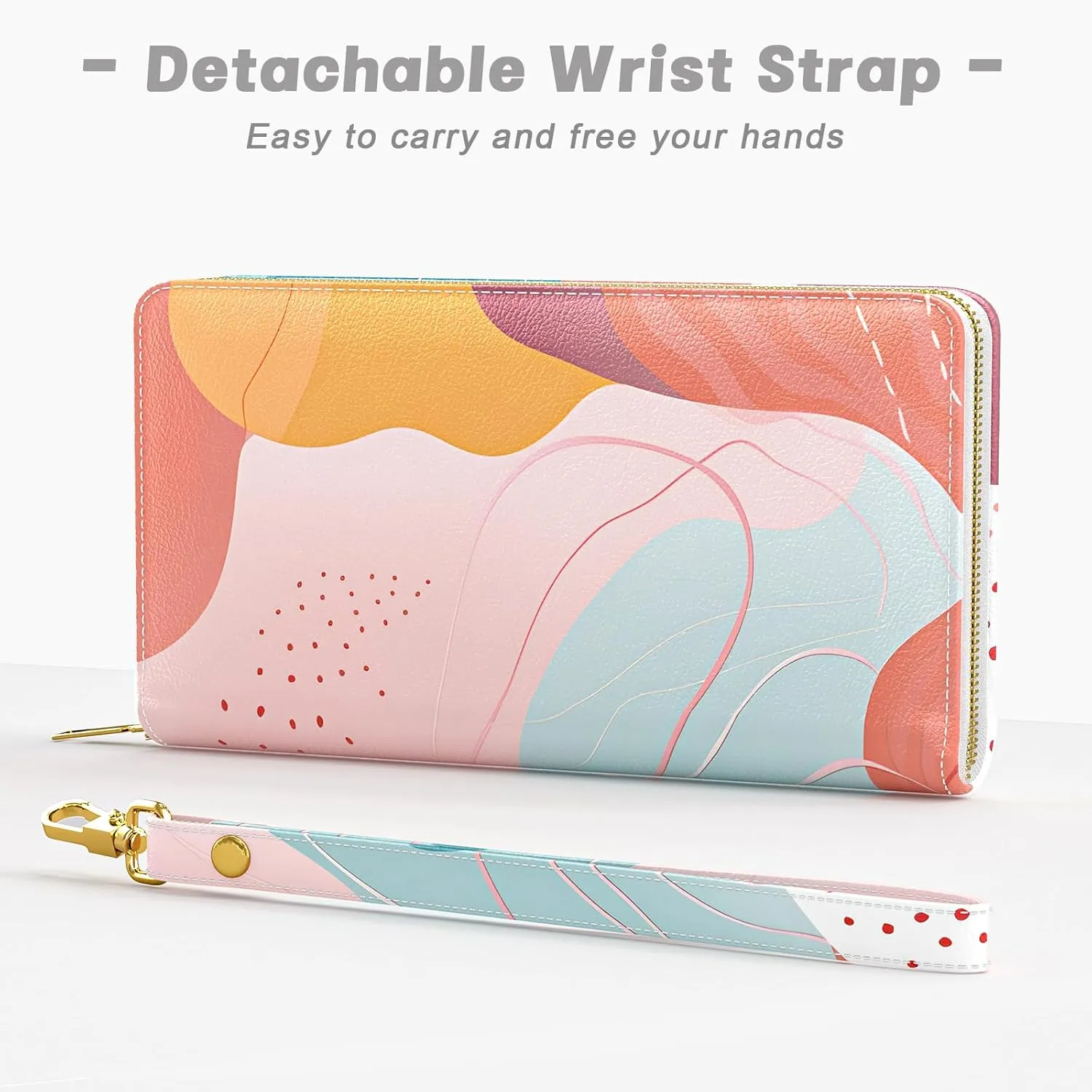 Womens Wallet, RFID Wristlet Wallets for Women, Ladies Clutch Purses, Large Travel Card Holder with Phone Holder