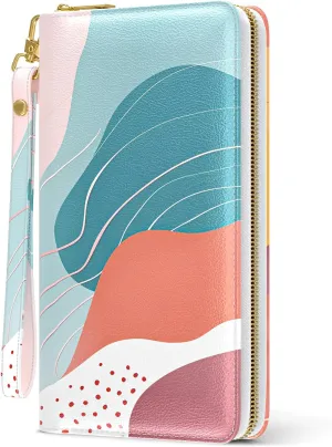 Womens Wallet, RFID Wristlet Wallets for Women, Ladies Clutch Purses, Large Travel Card Holder with Phone Holder