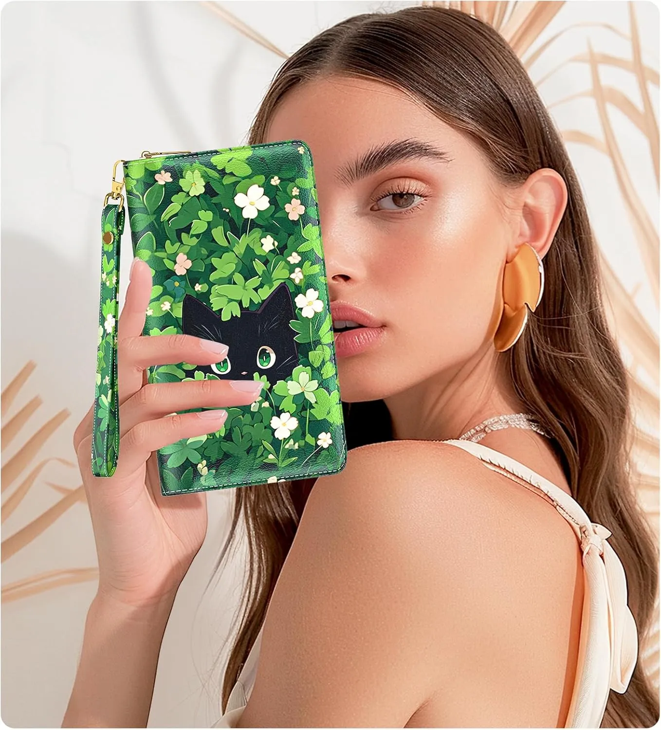 Womens Wallet, RFID Wristlet Wallets for Women, Ladies Clutch Purses, Large Travel Card Holder with Phone Holder