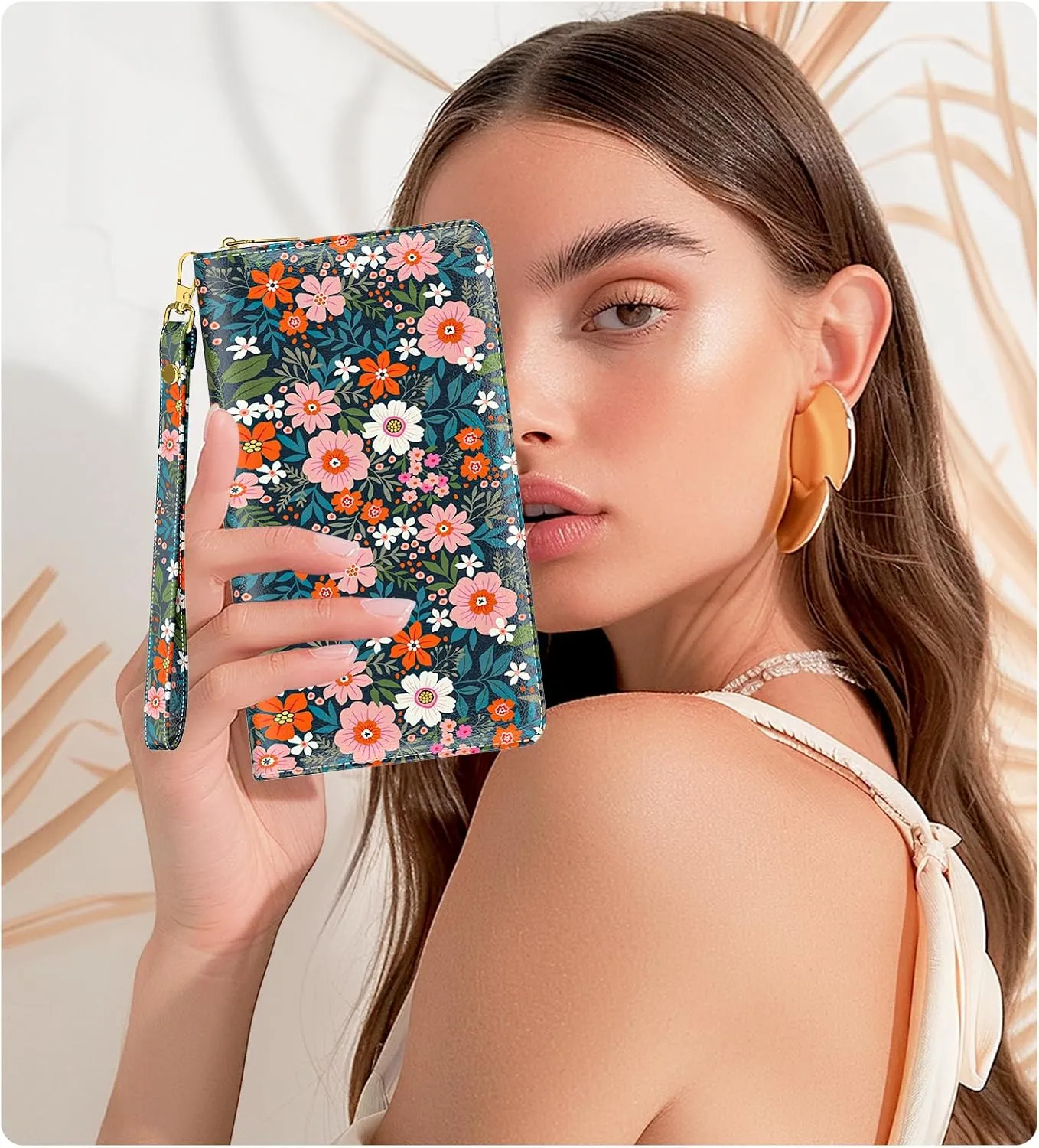 Womens Wallet, RFID Wristlet Wallets for Women, Ladies Clutch Purses, Large Travel Card Holder with Phone Holder