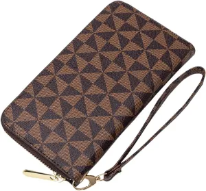 Women's wallet Wristlet Wallets for Women Large capacity travel zipper wallet multi card men's mobile phone change wallet Womans Wallet Ladies Wrist Wallet (Brown)