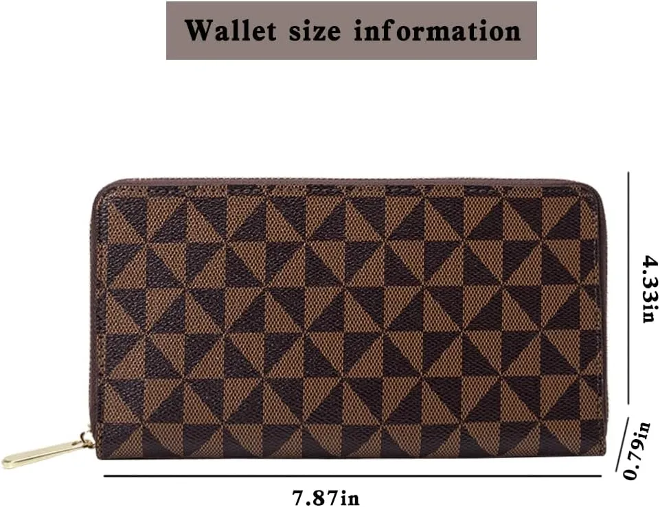 Women's wallet Wristlet Wallets for Women Large capacity travel zipper wallet multi card men's mobile phone change wallet Womans Wallet Ladies Wrist Wallet (Brown)