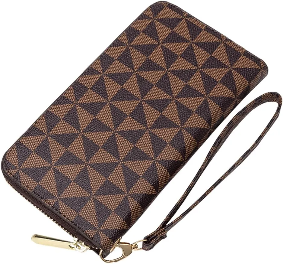 Women's wallet Wristlet Wallets for Women Large capacity travel zipper wallet multi card men's mobile phone change wallet Womans Wallet Ladies Wrist Wallet (Brown)