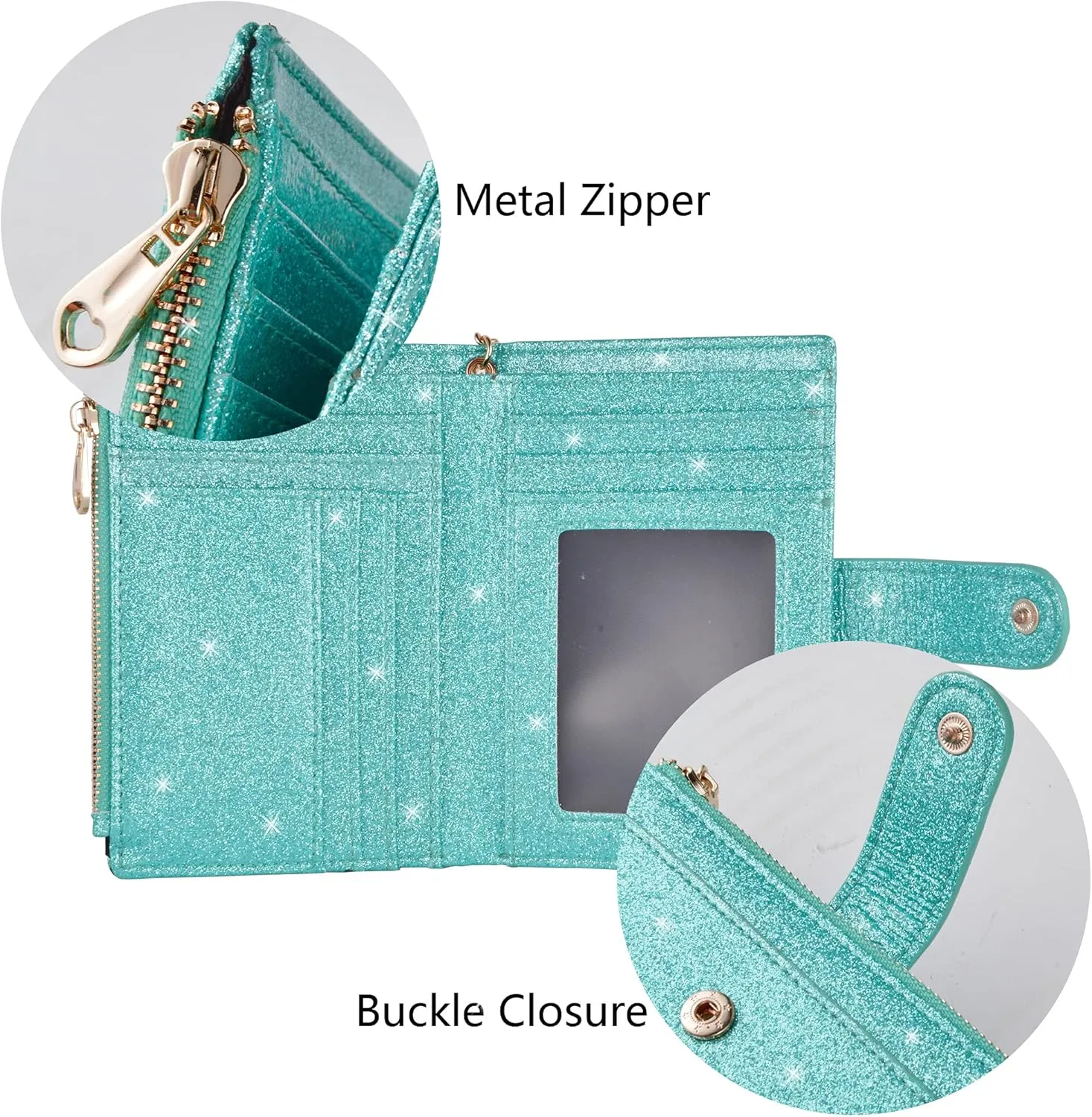 Womens Wallets RFID Small Compact Bifold Leather Card Holder Zip Pocket