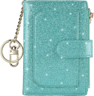 Womens Wallets RFID Small Compact Bifold Leather Card Holder Zip Pocket