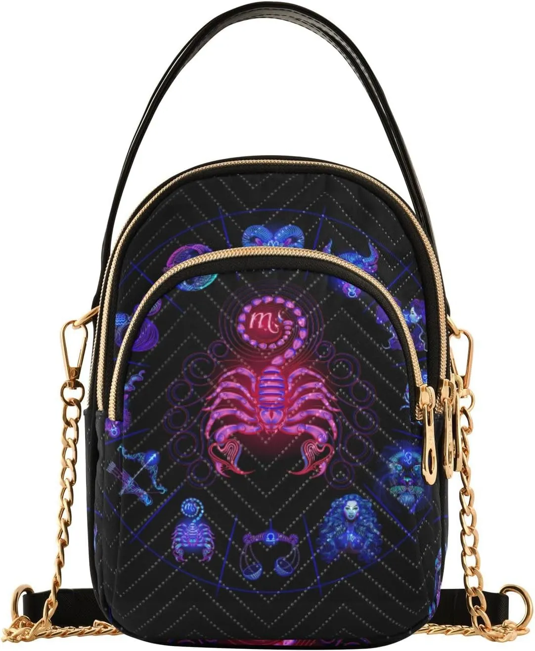Women's Wave Cross Body Chest Bag, 52 inch Gold Chain Shoulder Handbag Purse