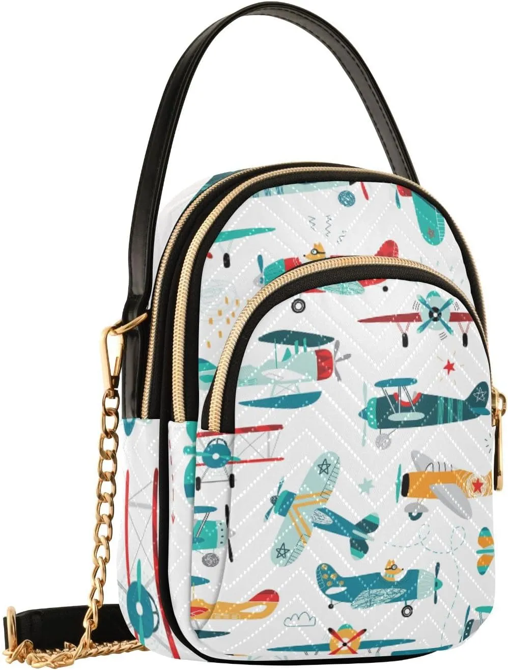 Women's Wave Cross Body Chest Bag, 52 inch Gold Chain Shoulder Handbag Purse