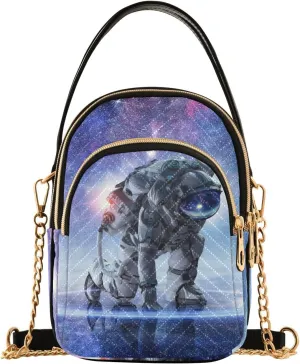 Women's Wave Cross Body Chest Bag, 52 inch Gold Chain Shoulder Handbag Purse
