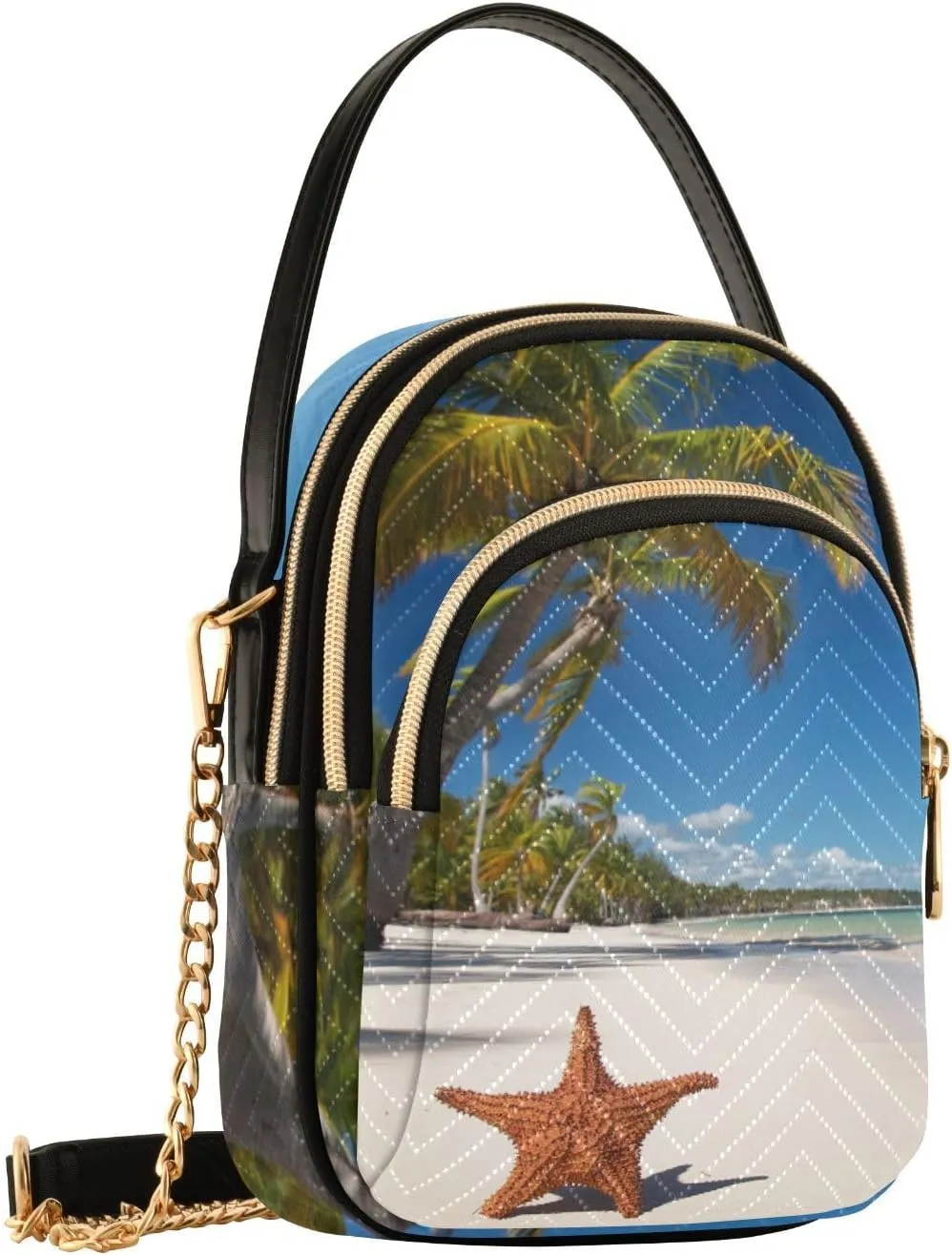 Women's Wave Cross Body Chest Bag, 52 inch Gold Chain Shoulder Handbag Purse