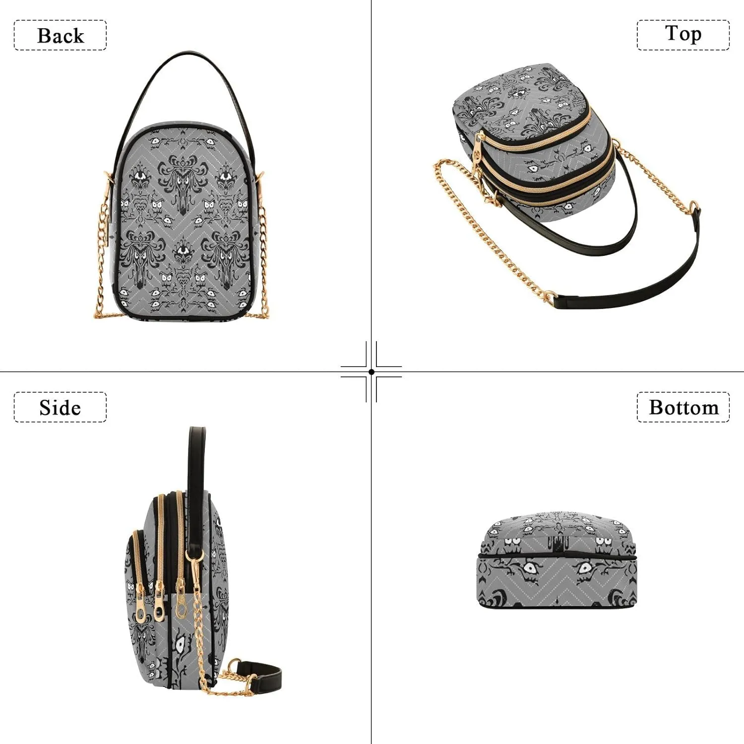 Women's Wave Cross Body Chest Bag, 52 inch Gold Chain Shoulder Handbag Purse