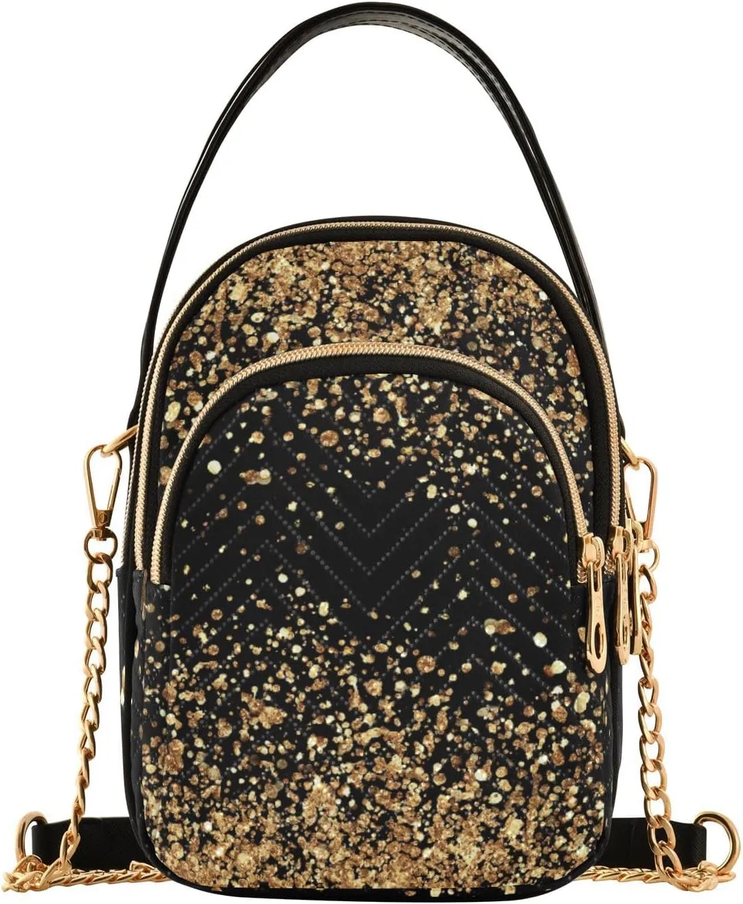 Women's Wave Cross Body Chest Bag, 52 inch Gold Chain Shoulder Handbag Purse