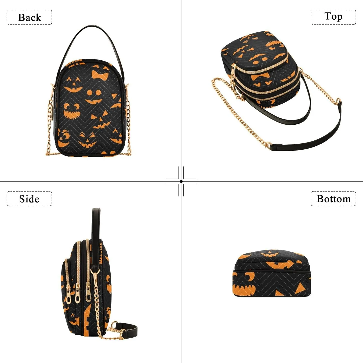 Women's Wave Cross Body Chest Bag, 52 inch Gold Chain Shoulder Handbag Purse