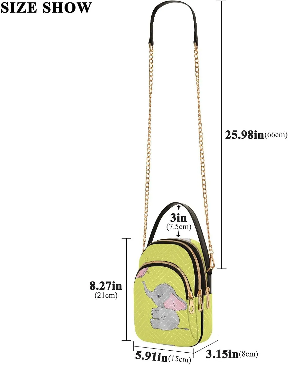 Women's Wave Cross Body Chest Bag, 52 inch Gold Chain Shoulder Handbag Purse