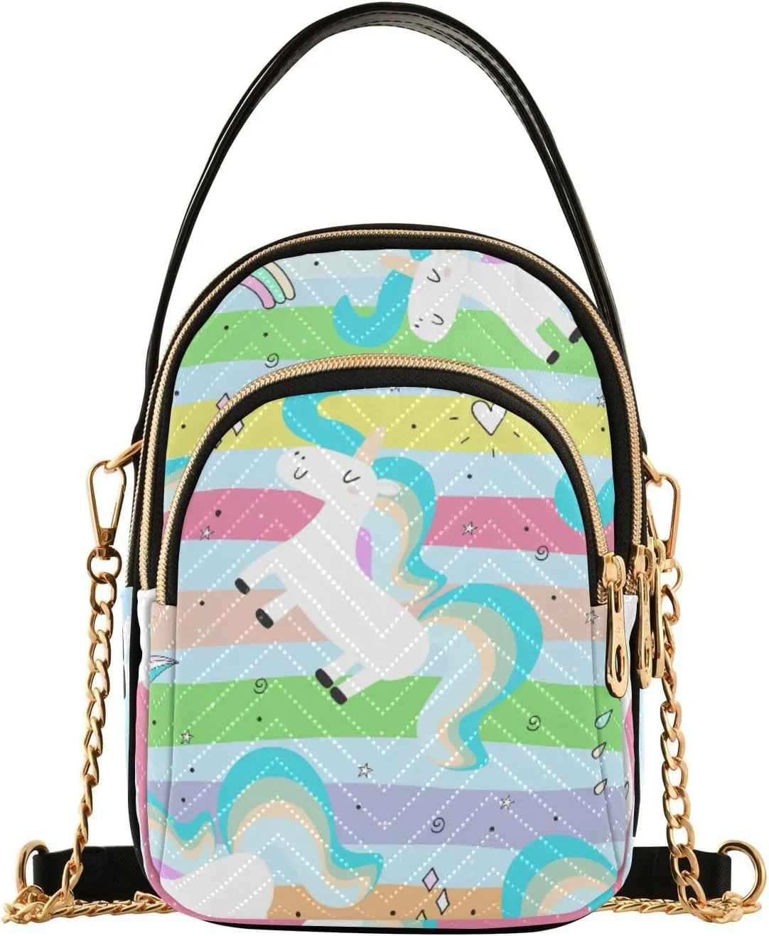 Women's Wave Cross Body Chest Bag, 52 inch Gold Chain Shoulder Handbag Purse