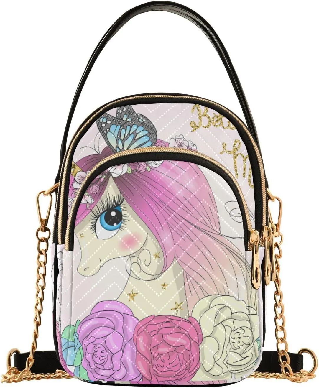 Women's Wave Cross Body Chest Bag, 52 inch Gold Chain Shoulder Handbag Purse